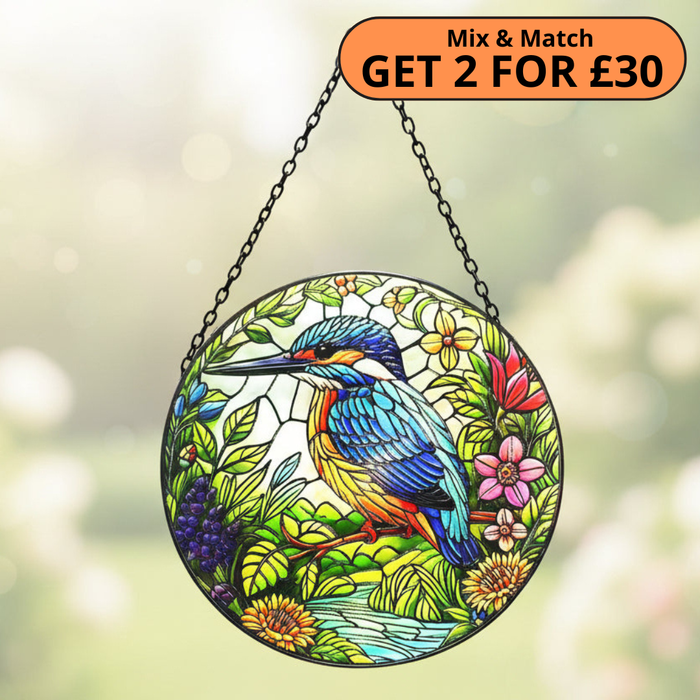 Large Glass Hanging Kingfisher Suncatcher