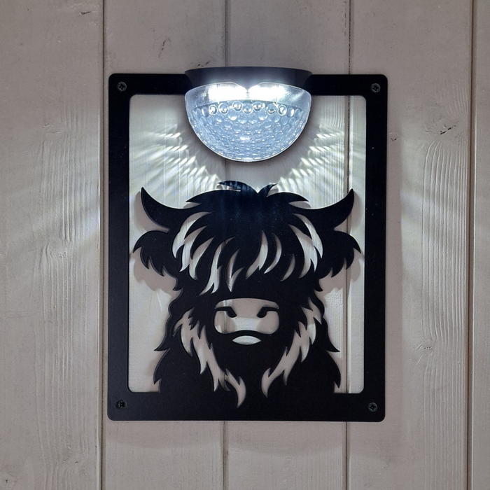 Highland Cow Calf Solar Light Wall Plaque