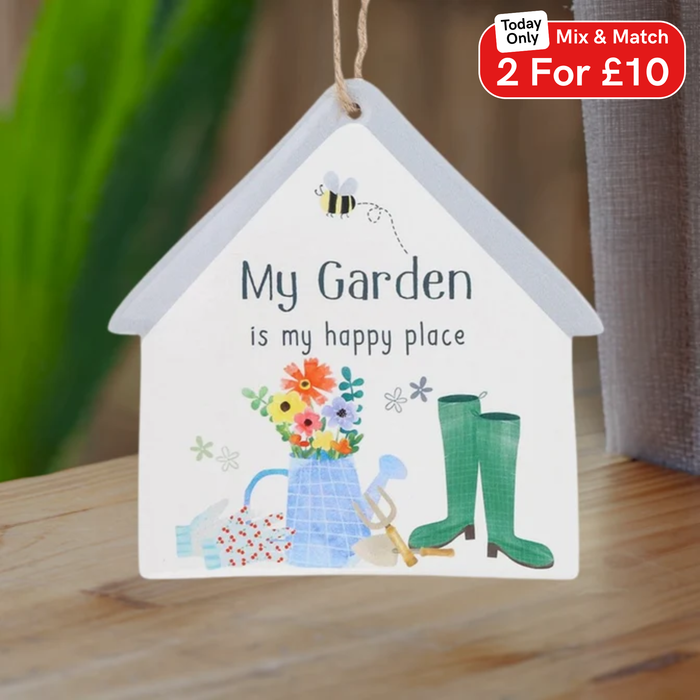 'My Garden is my happy place' Happy Garden Hanging Plaque