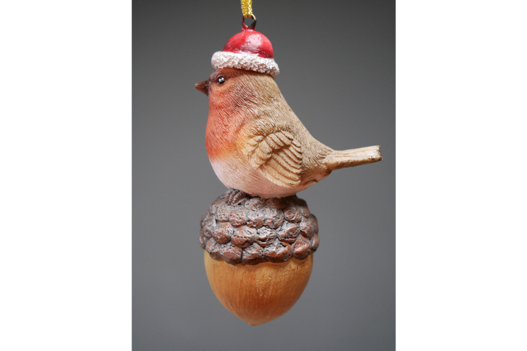 Large Robin On Acorn Tree Decoration