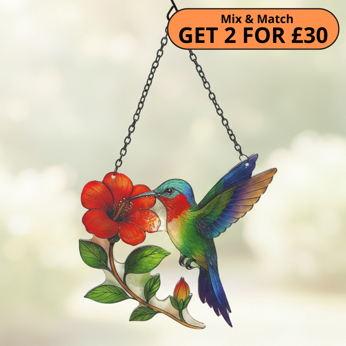 Cut Glass Hanging Suncatcher - Hummingbird