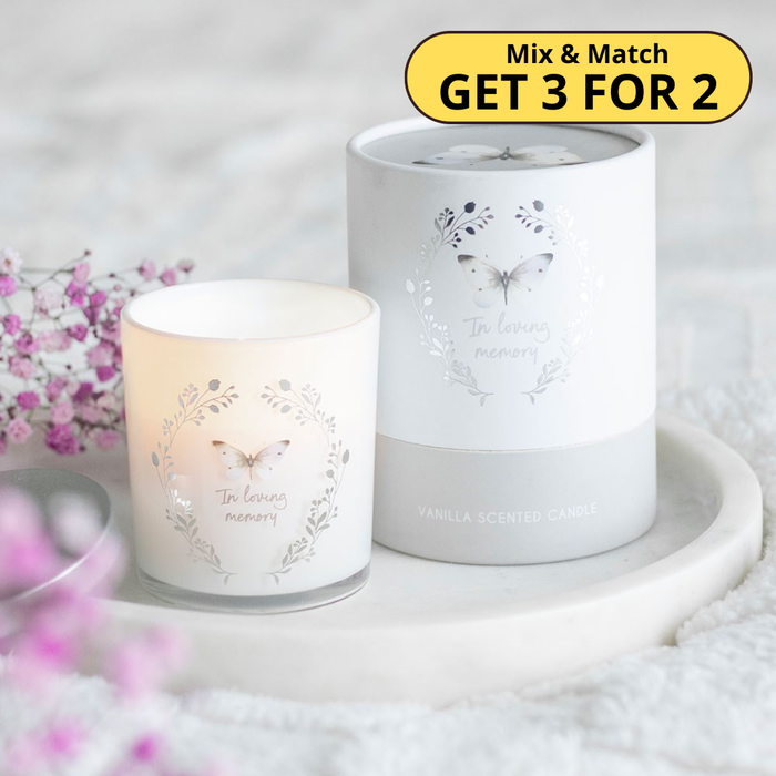 In Loving Memory White Butterfly Vanilla Candle