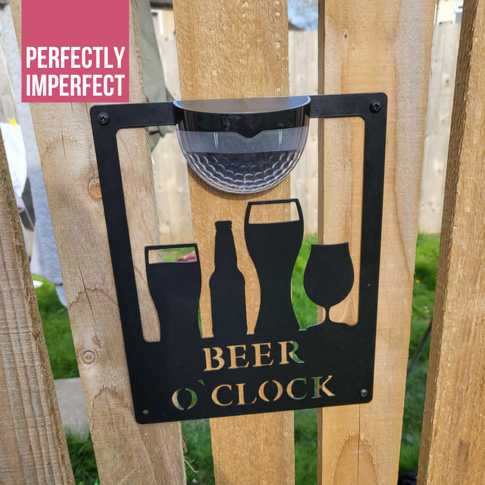 IMPERFECT- Beer O'Clock Sign with Solar Powered Light