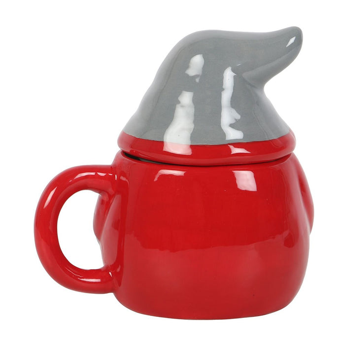 Red and Gray Gonk Lidded Mug