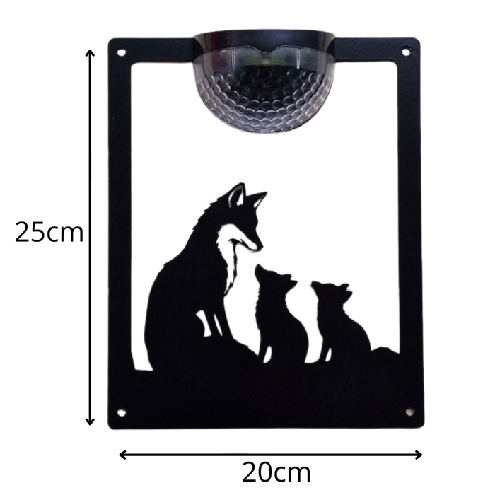 Fox & Cubs Solar Light Wall Plaque