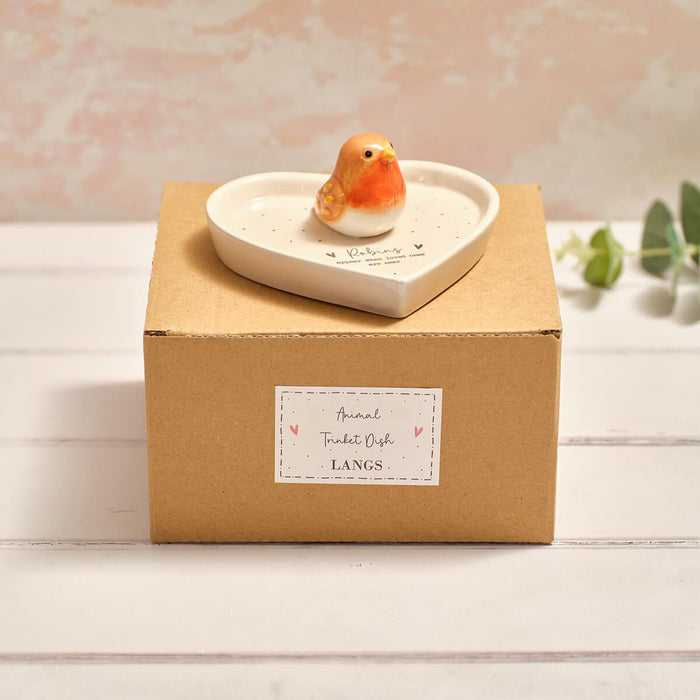 Robins Appear 3D Ceramic Heart Trinket Shape Dish