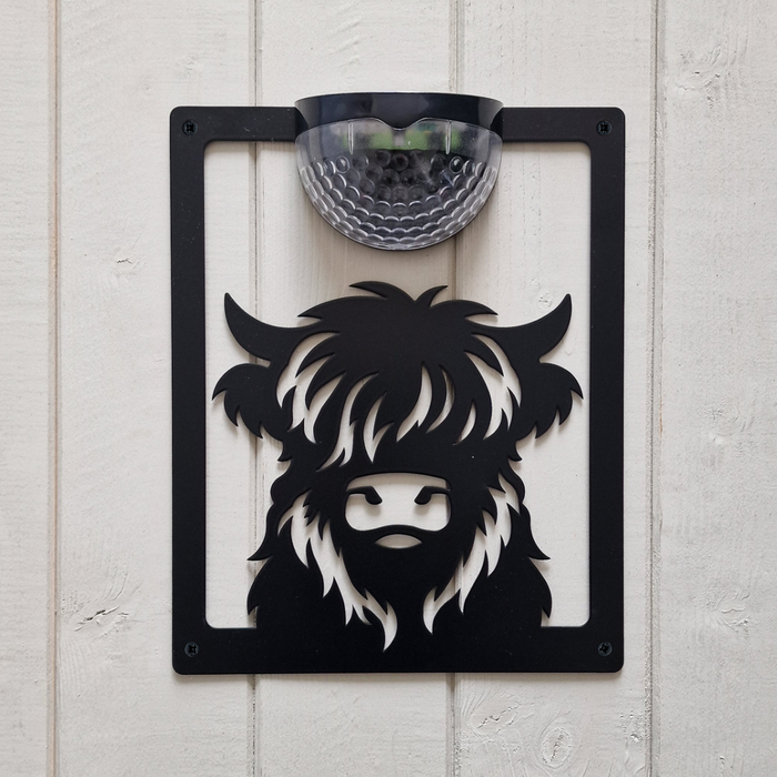 Highland Cow Calf Solar Light Wall Plaque