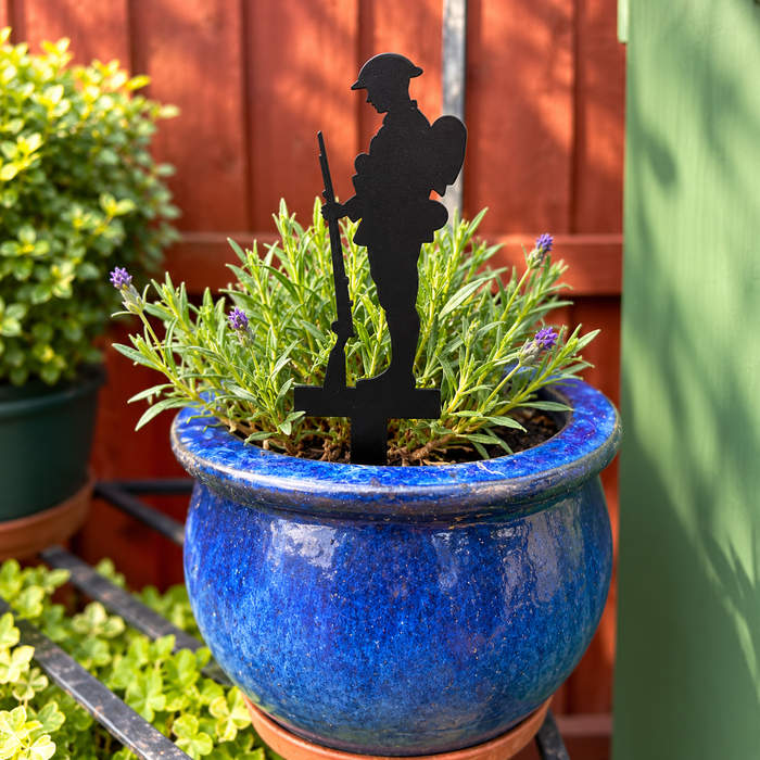 Metal Remembrance Soldier Plant Pot Stake