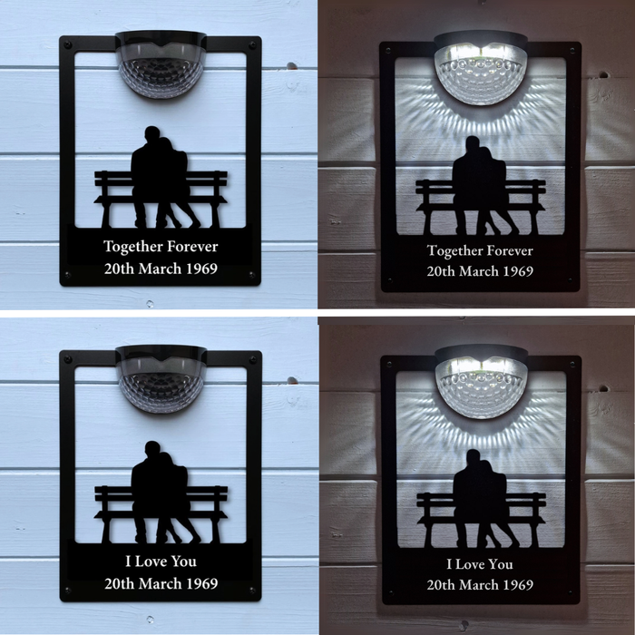 Couple on Bench Solar Light Wall Plaque (You Can Personalise Me!)