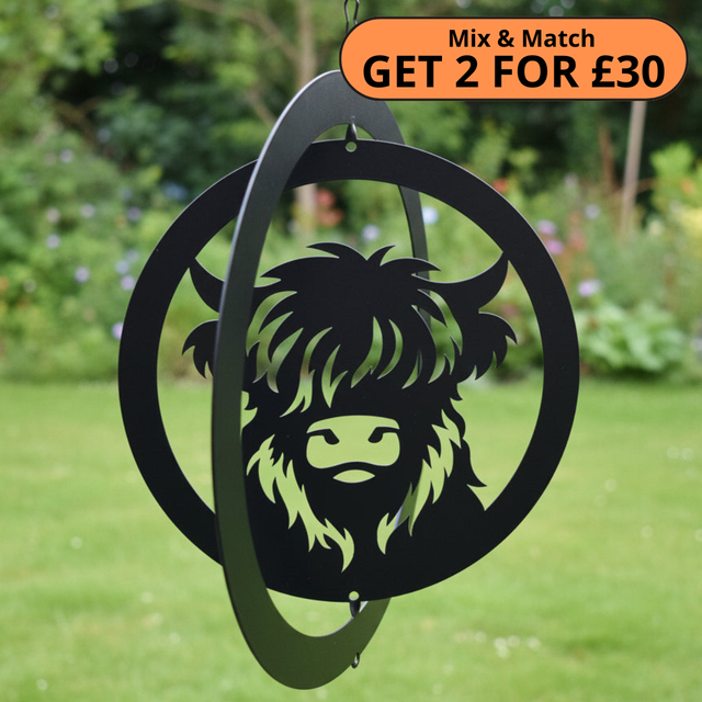 Highland Cow Hanging Silhouette Orbit Spinner