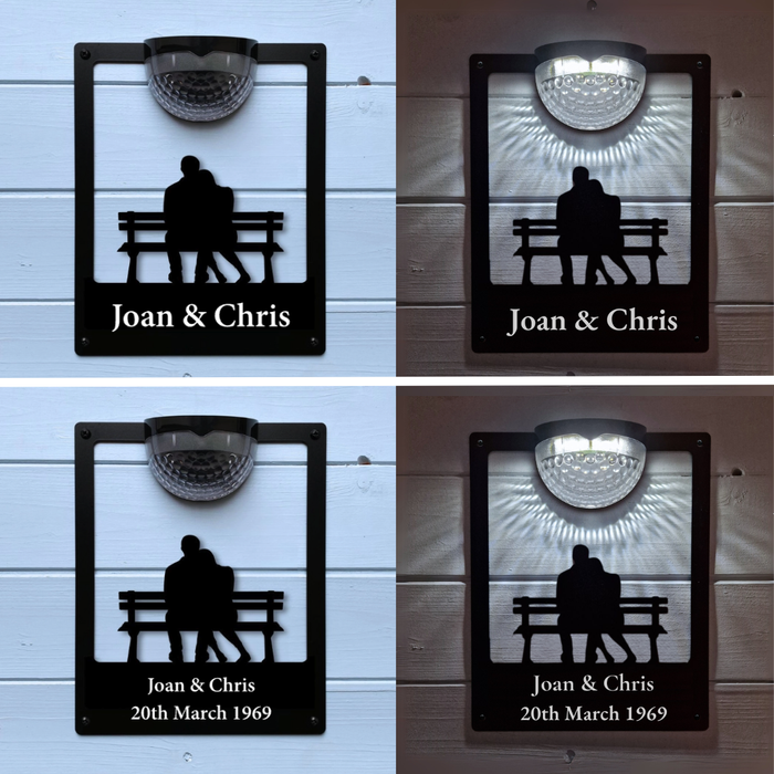 Couple on Bench Solar Light Wall Plaque (You Can Personalise Me!)