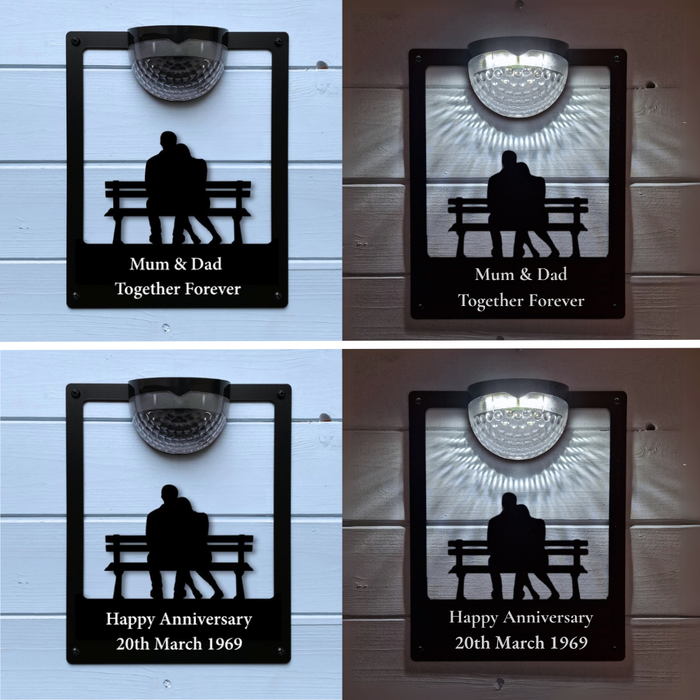 Couple on Bench Solar Light Wall Plaque (You Can Personalise Me!)