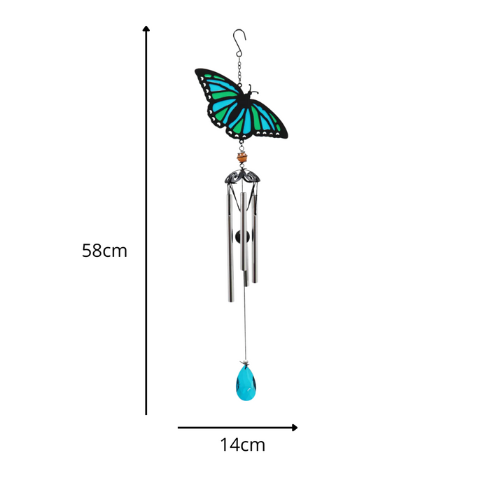 Cyan Butterfly Windchime