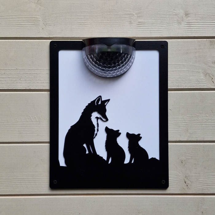 Fox & Cubs Solar Light Wall Plaque