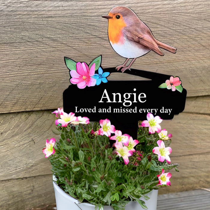 Robin Pot Stake (You Can Personalise Me!) - Loved and Missed Everyday