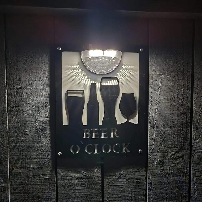 IMPERFECT- Beer O'Clock Sign with Solar Powered Light