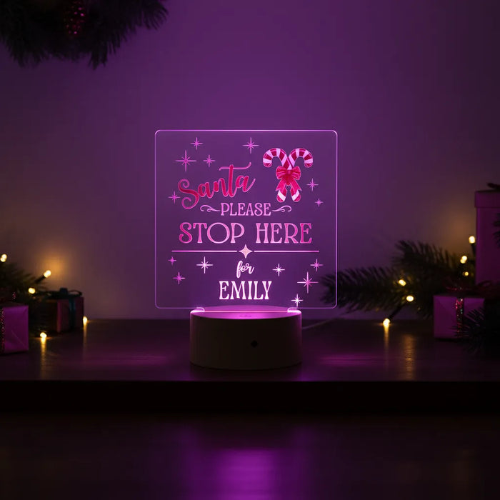 'Santa Please Stop Here' Christmas LED Night Light (You Can Personalise Me!)