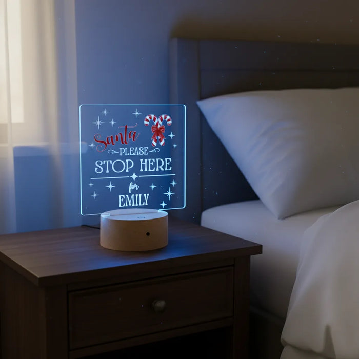 'Santa Please Stop Here' Christmas LED Night Light (You Can Personalise Me!)