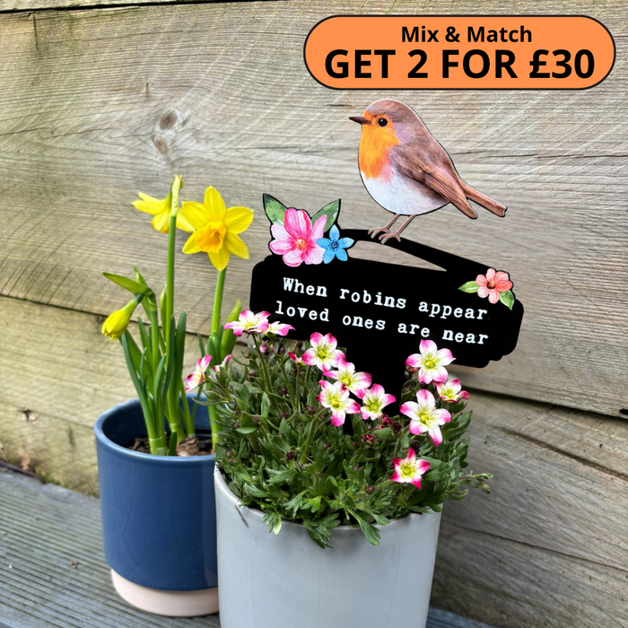 Robins Appear Flowers Pot Stake