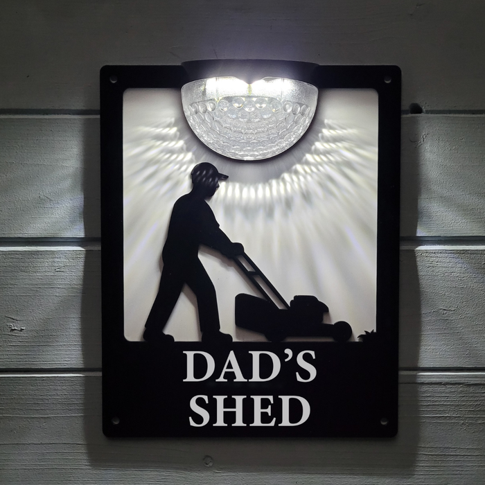 Dad's Shed Sign with bright powerful Solar Powered LED Light Plaque ...