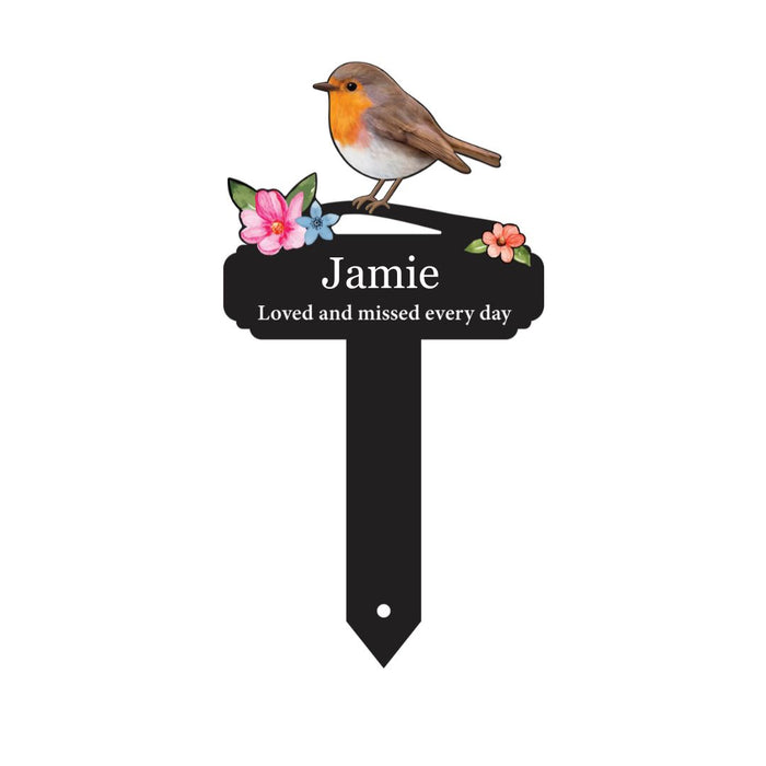 Robin Pot Stake (You Can Personalise Me!) - Loved and Missed Everyday