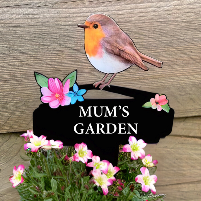 'Mum's Garden' Large Robin Pot Stake