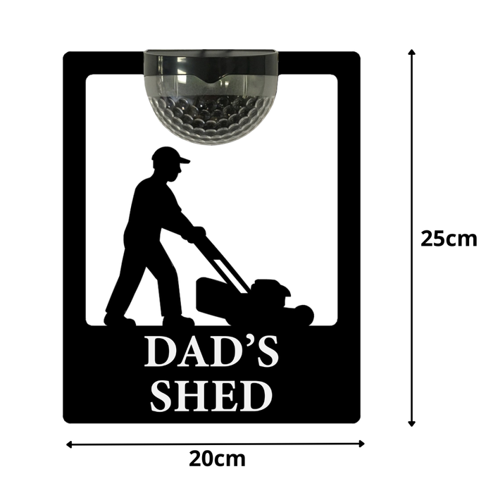 'Dad's Shed' Lawn Mower Solar Powered Light Plaque