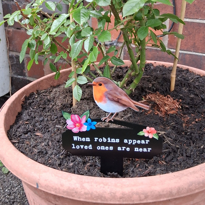 Robins Appear Flowers Pot Stake