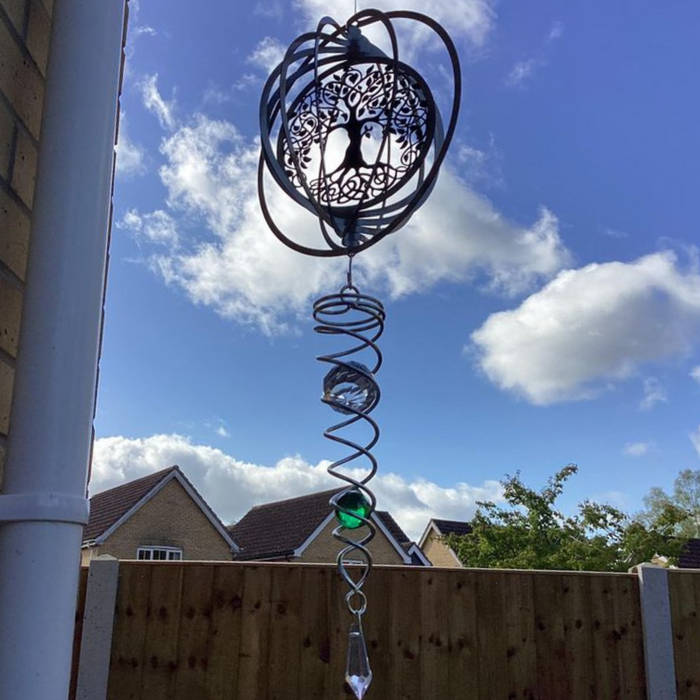 Tree of Life Wind Spinner with Crystal Tail