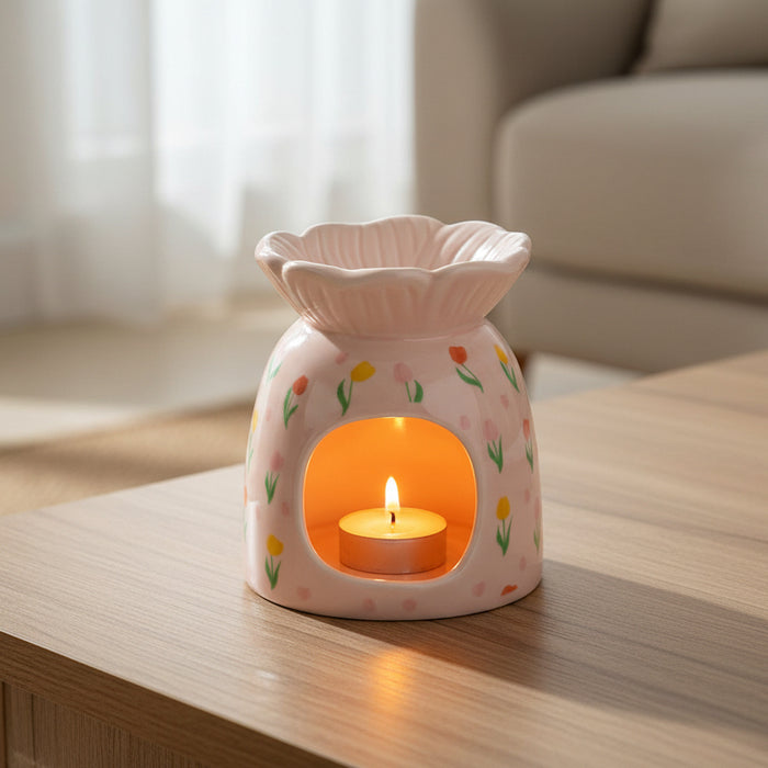 Tulip Print Oil Burner and Wax Warmer