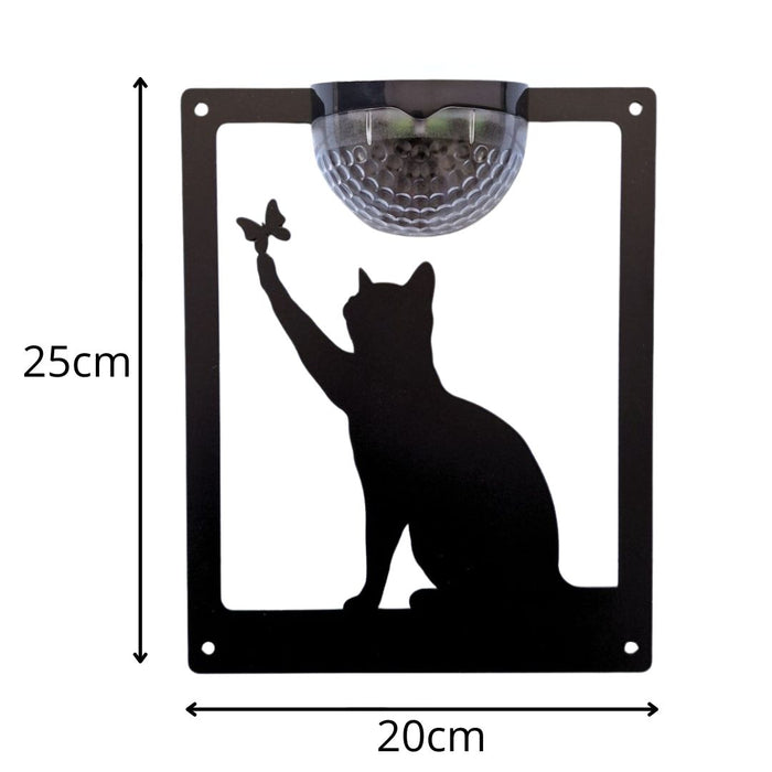 IMPERFECT- Cat with Butterfly Solar Light Wall Plaque