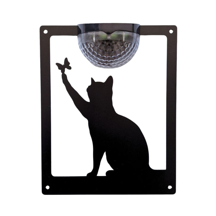 IMPERFECT- Cat with Butterfly Solar Light Wall Plaque