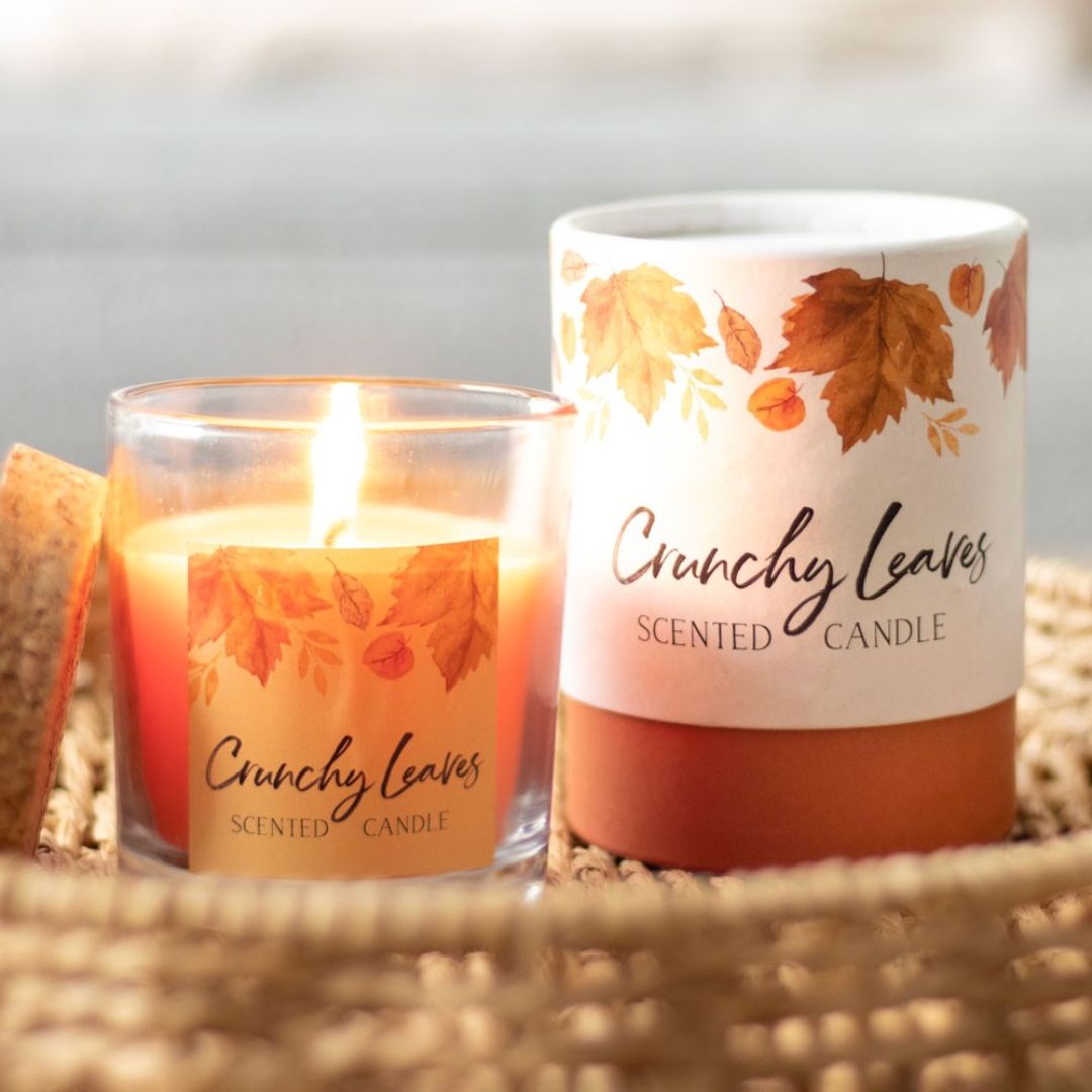 Autumn Crunchy Leaves Candle in Glass Pot — Flory's Online