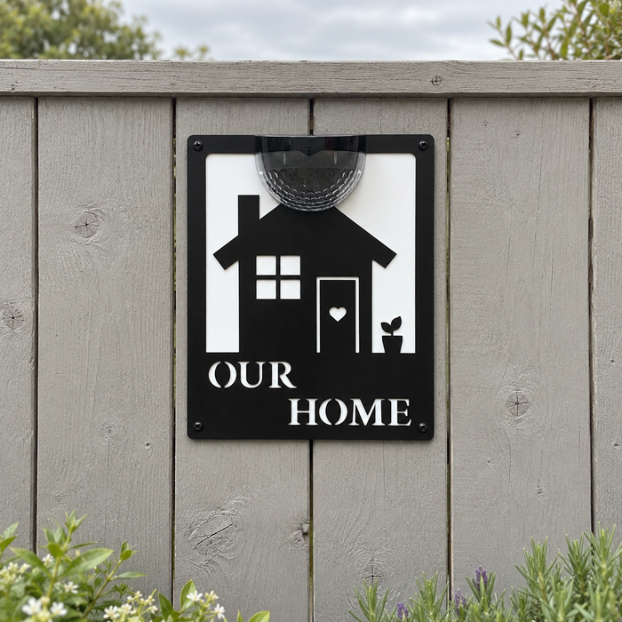 Our Home Sign with Solar Powered Light