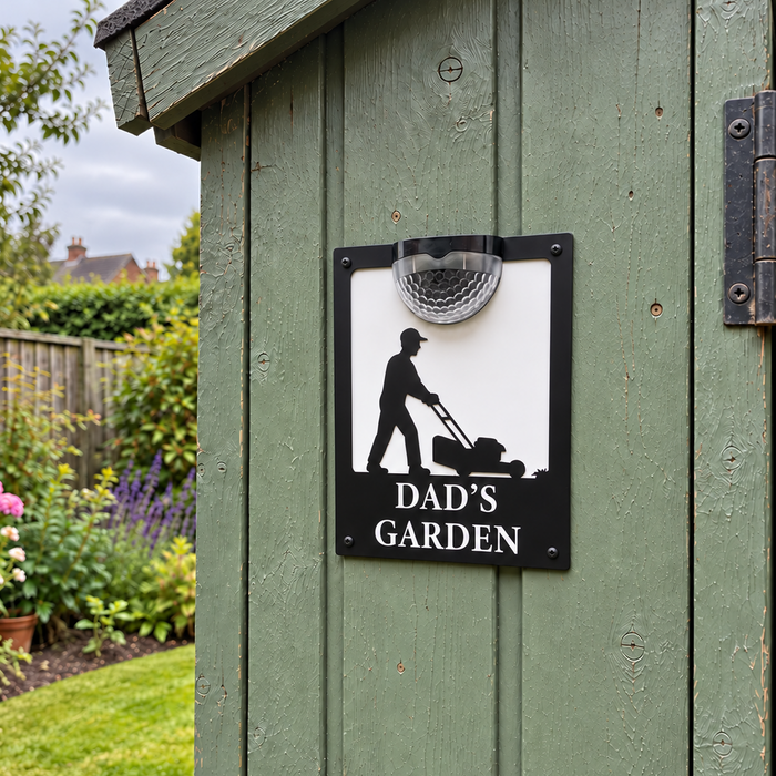 'Dad's Garden' Lawn Mower Solar Powered Light Plaque