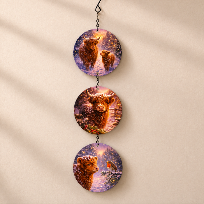 Glass Trio Christmas Suncatchers - Highland Cows