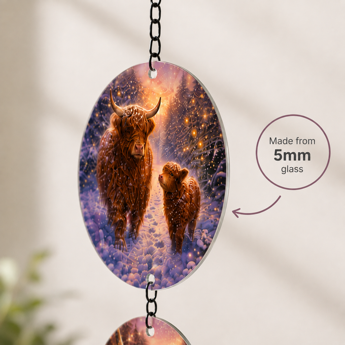 Glass Trio Christmas Suncatchers - Highland Cows