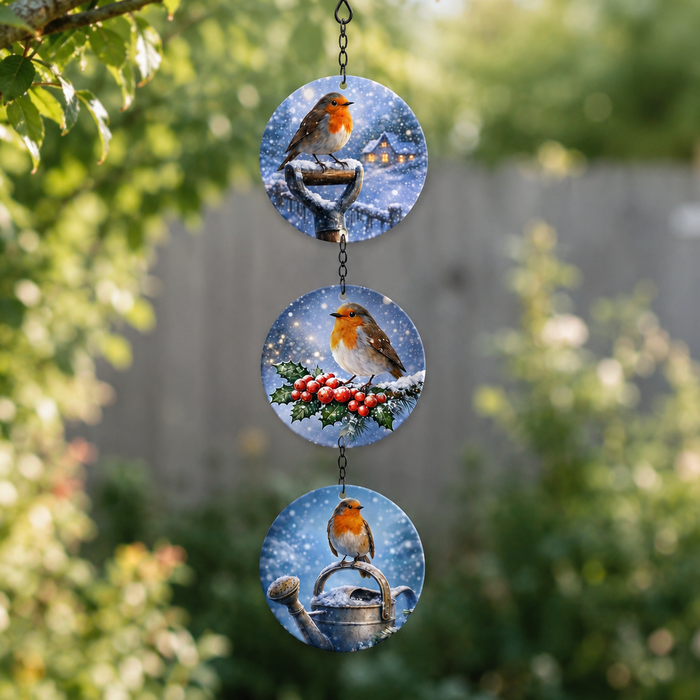 Glass Trio Christmas Suncatchers - Robin