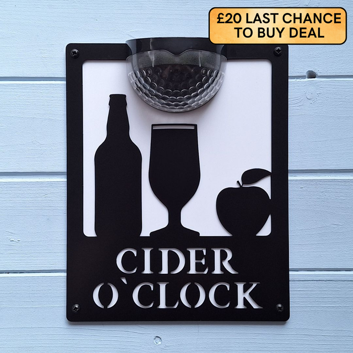Cider O'Clock Sign with Solar Powered Light