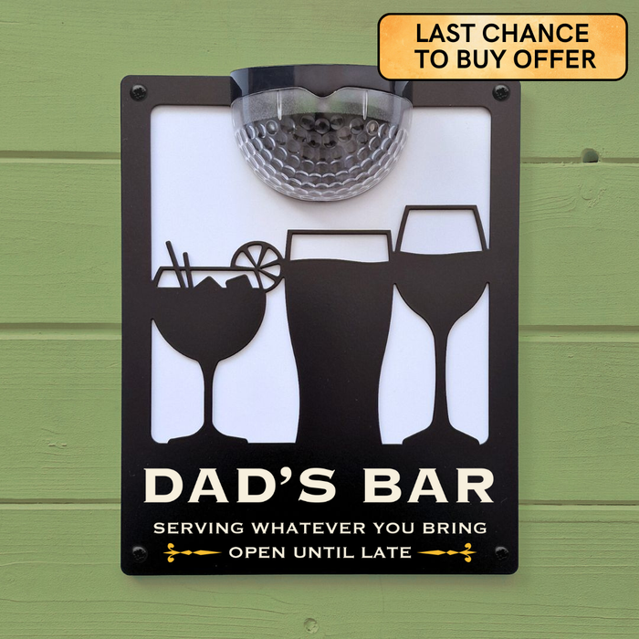 'Dad's Bar' Drinks Solar Light Wall Plaque