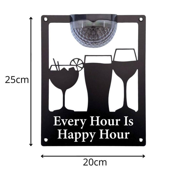 'Every Hour is Happy Hour' Drinks Solar Light Wall Plaque