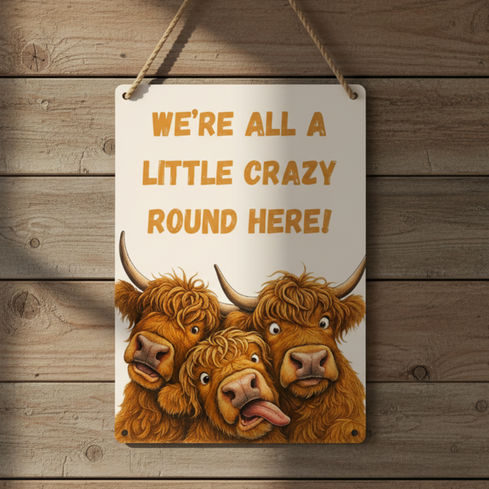 Highland Cow Metal Sign 25cm