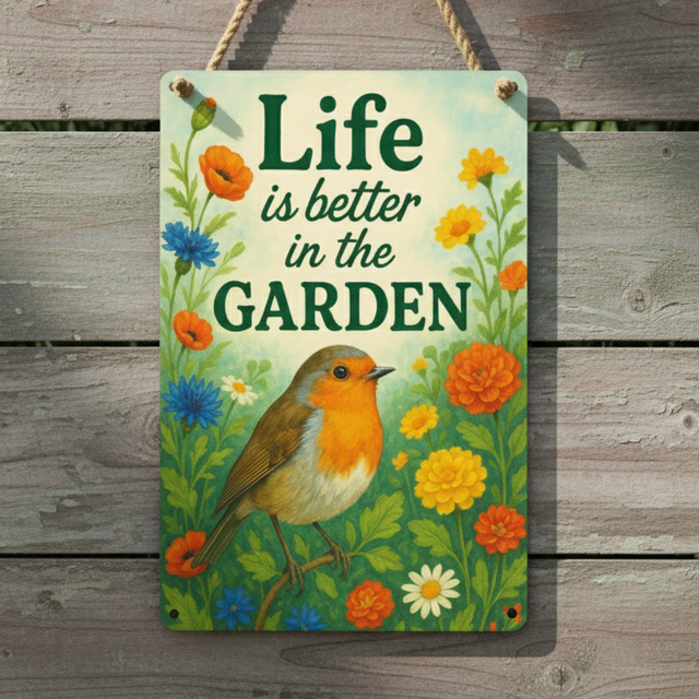 'Life Is Better In The Garden' Metal Sign 25cm