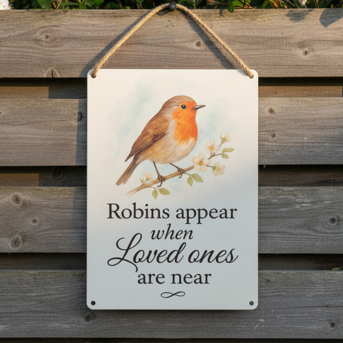 Robins Appear Metal Sign 25cm