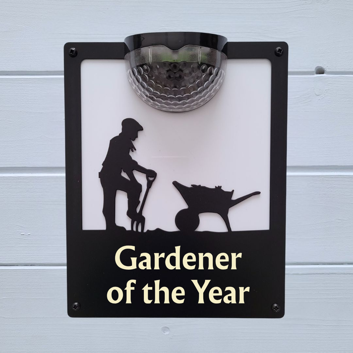 'Gardener of the Year' Male Gardener Solar Light Wall Plaque