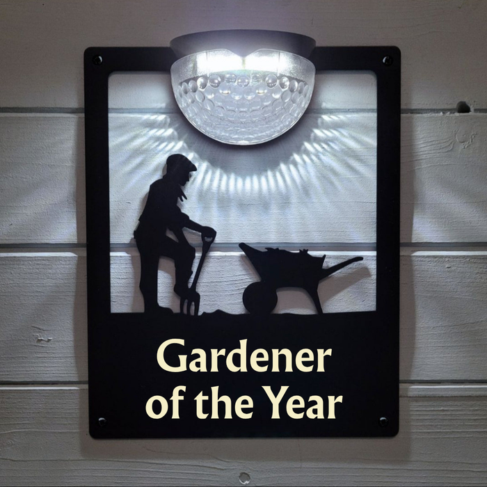 'Gardener of the Year' Male Gardener Solar Light Wall Plaque