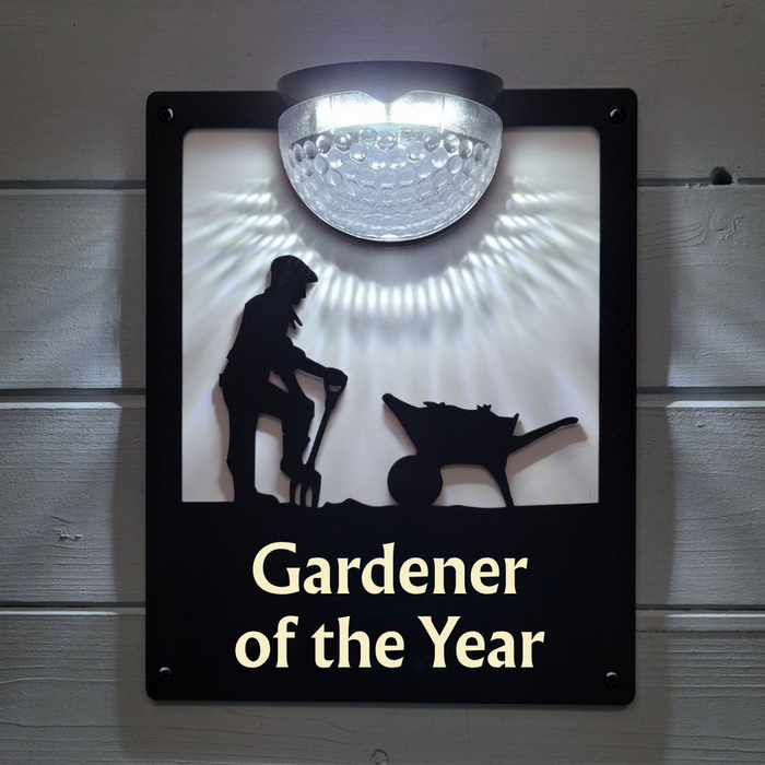 'Gardener of the Year' Male Gardener Solar Light Wall Plaque