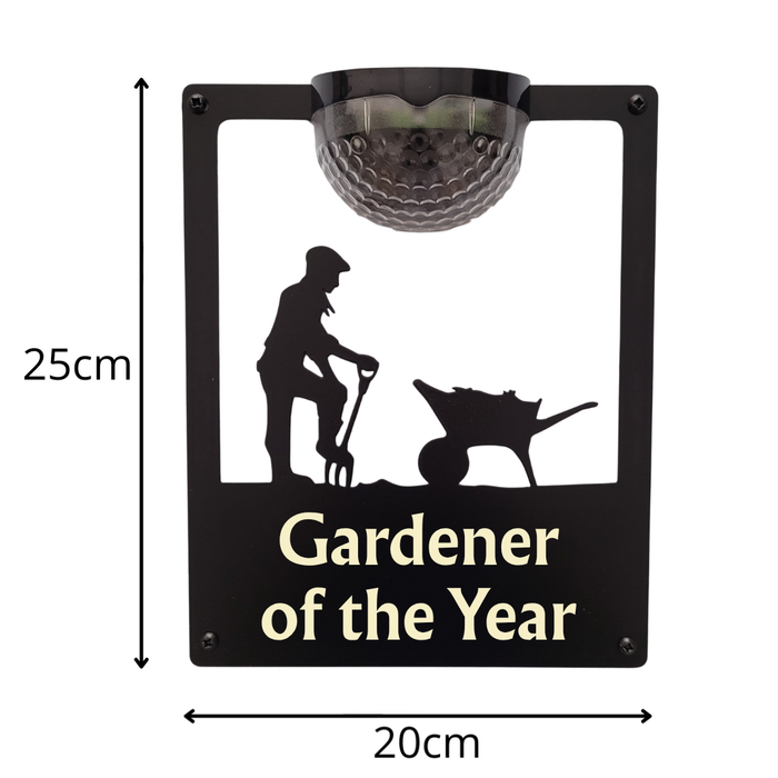 'Gardener of the Year' Male Gardener Solar Light Wall Plaque