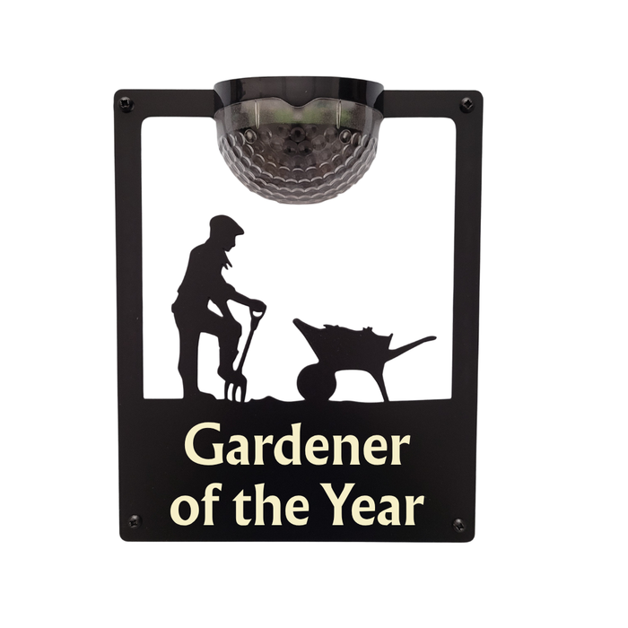 'Gardener of the Year' Male Gardener Solar Light Wall Plaque