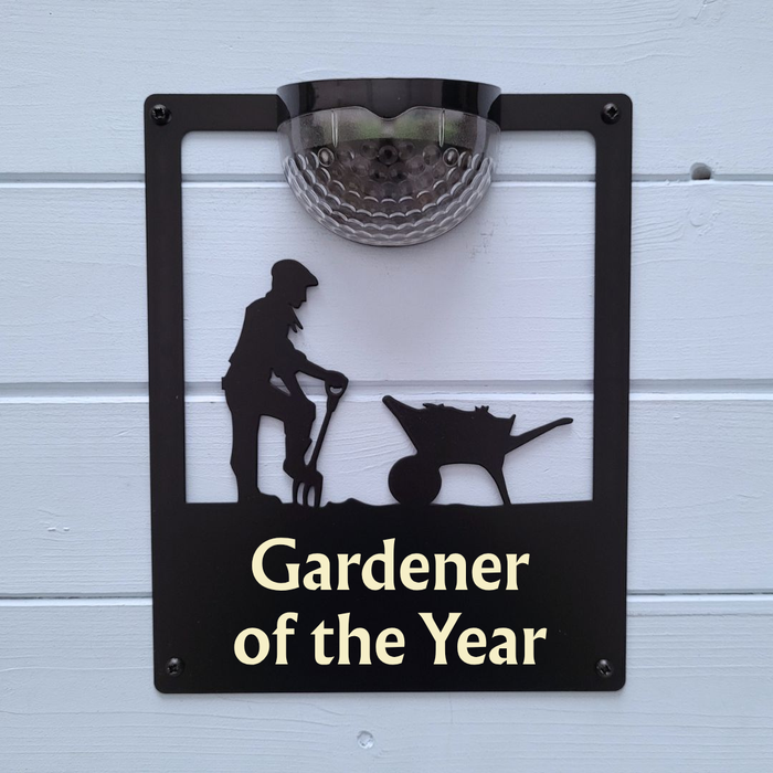 'Gardener of the Year' Male Gardener Solar Light Wall Plaque
